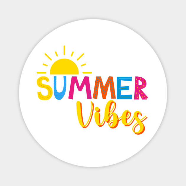 Bright Colorful Summer Vibes Text with Sun Magnet by Erica's Scrap Heaven